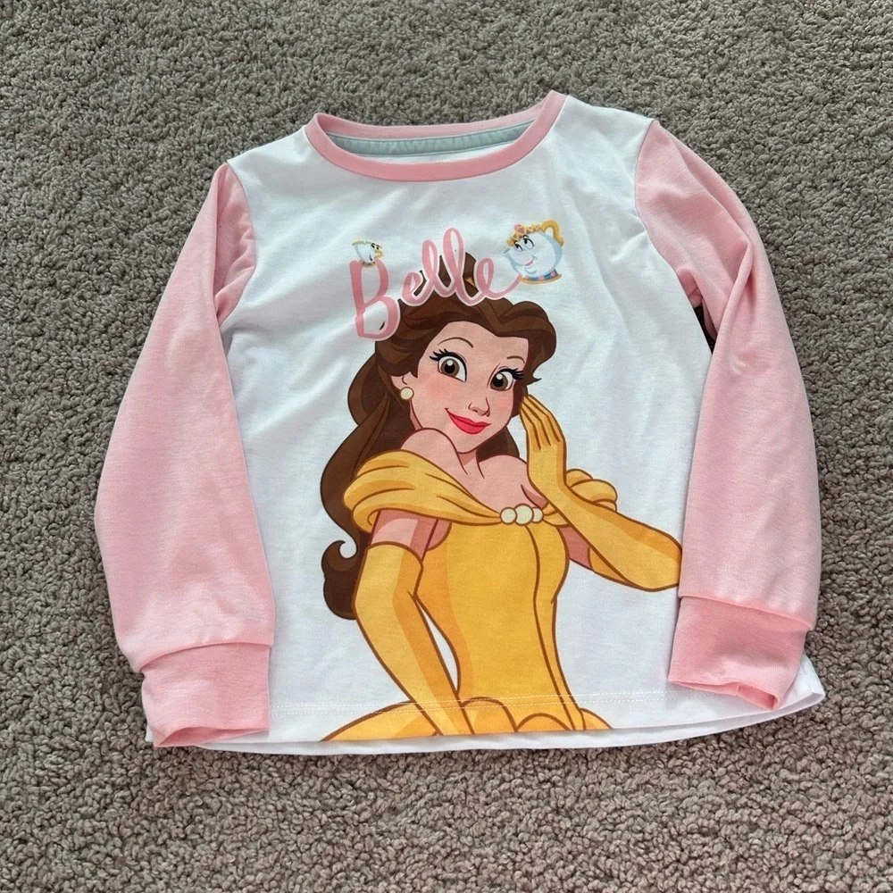 NWOT Disney Princess “Belle” Girls Pink  PJ Set  Size 5
